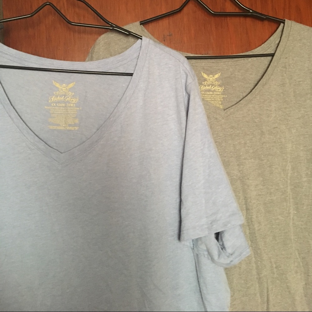 Two Short Sleeve Tees Light Blue and Light Gray